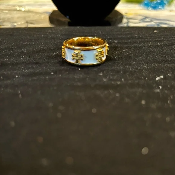 Tory Burch Gold and White Enamel Ring - Picture 3 of 3